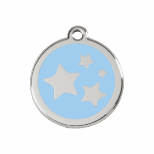 Médaille chien étoile bleu clair M émail et acier inoxydable