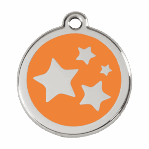 Médaille chien étoile orange L émail et acier inoxydable