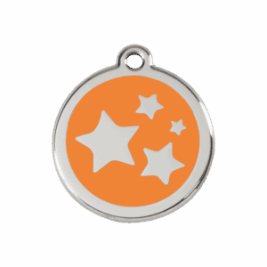 Médaille chien étoile orange M émail et acier inoxydable