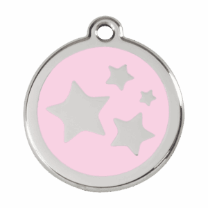 Médaille chien étoile rose L émail et acier inoxydable