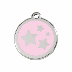 Médaille chien étoile rose M émail et acier inoxydable