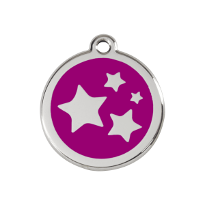 Médaille chien étoile violet M émail et acier inoxydable
