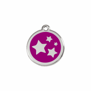 Médaille chat ou petit chien Émail et acier inoxydable - Motif étoile violet - Taille S