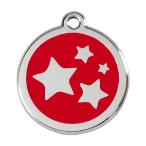 Médaille chien étoile rouge L émail et acier inoxydable
