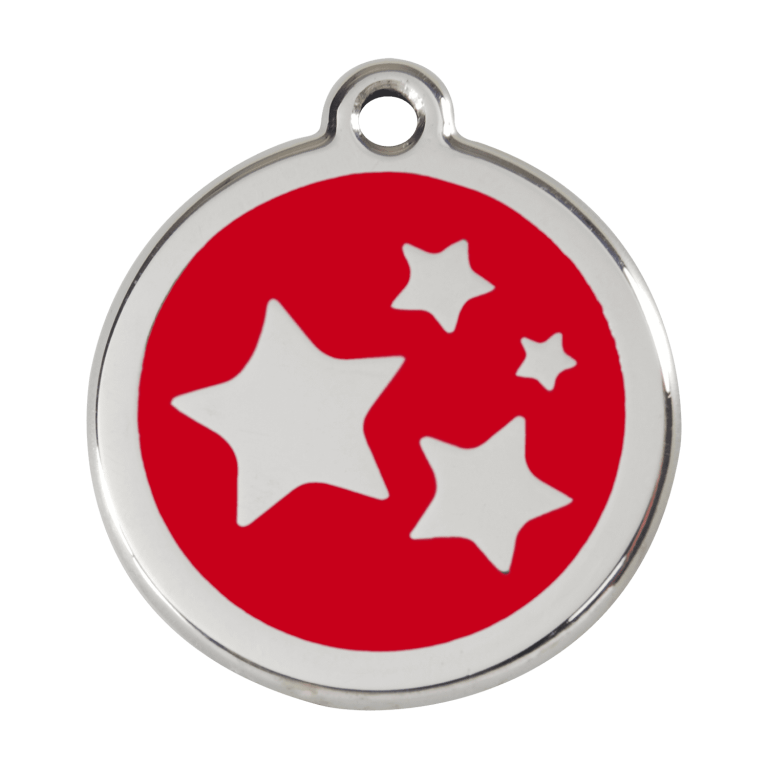 Vue avant - Médaille personnalisée émail et acier inoxydable Red Dingo motif étoile rouge - Taille L