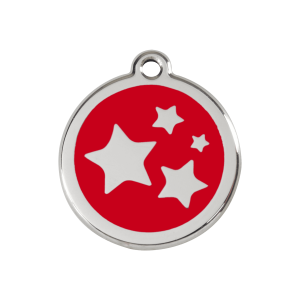Médaille chien étoile rouge Taille M émail et acier inoxydable