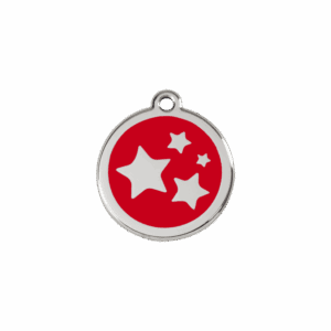 Médaille chat ou petit chien Étoile rouge S émail et acier inoxydable
