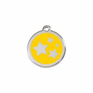 Médaille chat étoile émail jaune taille S