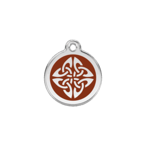 Médaille chat S Flèches Tribales brun émail et acier inoxydable