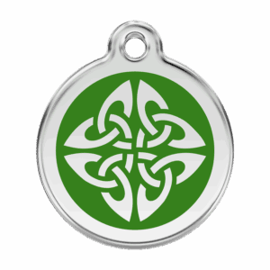 Médaille chien flèches tribales verte L en émail et acier inoxydable
