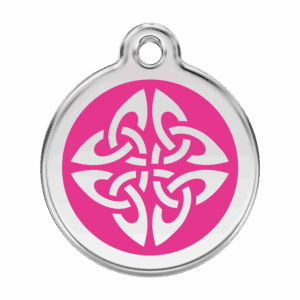 Médaille chien flèches tribales rose vif taille L