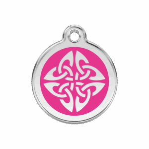Médaille chien flèches tribales rose vif taille M