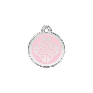 Médaille chat S Flèches Tribales rose émail et acier inoxydable