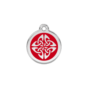 Médaille chat S Flèches Tribales rouge émail et acier inoxydable