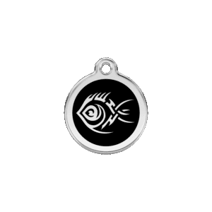 Médaille chat Poisson tribal noire S 20mm