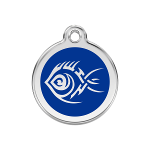Médaille chien Poisson tribal bleu foncé M