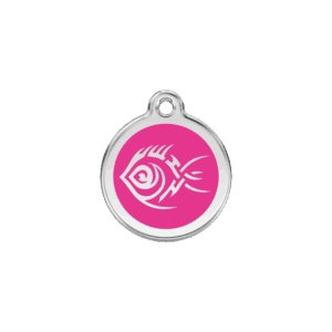 Médaille chat Poisson tribal rose vif S