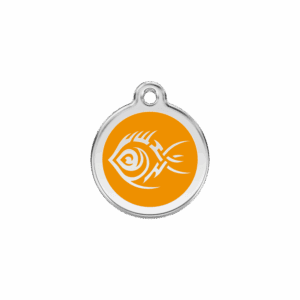 Médaille chat Poisson tribal orange - Taille S