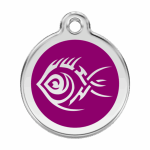 Médaille chien Poisson tribal violet taille L