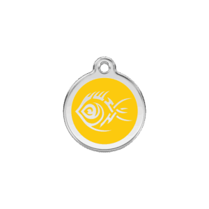 Médaille chat Poisson tribal jaune S