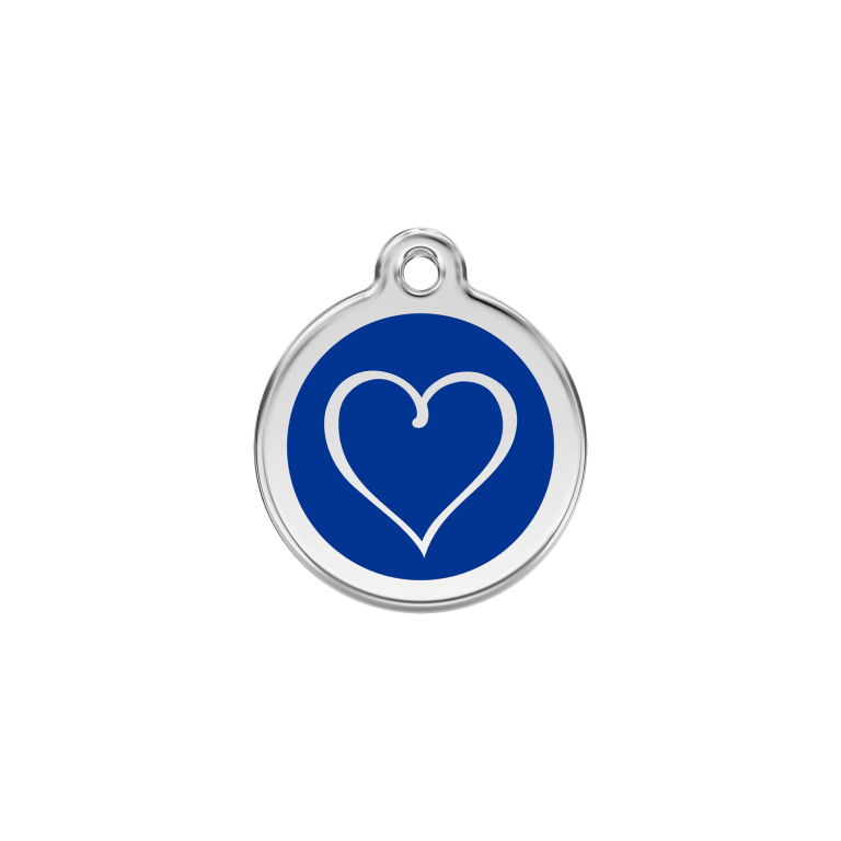 Vue avant - Médaille personnalisable Red Dingo cœur tribal bleu foncé - Taille S pour chien/chat