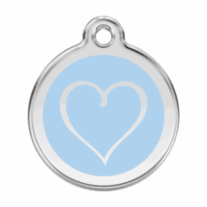 Médaille chien cœur tribal bleu clair taille L