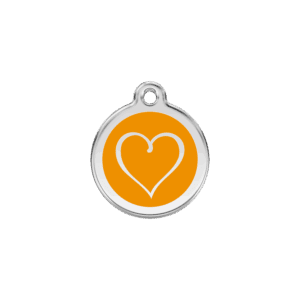 Médaille chat Coeur Tribal orange S 20mm émail inox