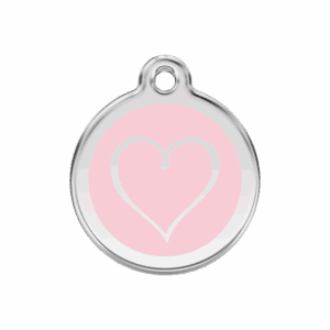 Médaille chien cœur tribal rose taille M émail et acier inoxydable