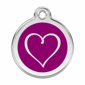 Médaille chien cœur tribal violet taille L