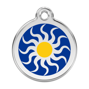 Médaille chien soleil tribal bleu foncé taille L