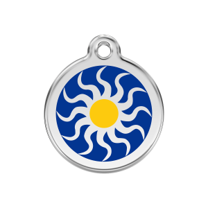 Médaille chien soleil tribal bleu foncé taille M