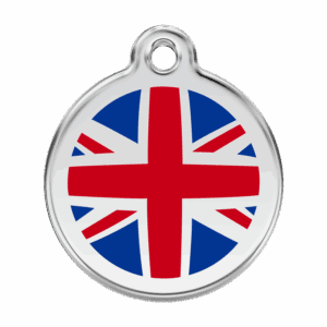 Médaille chien drapeau britannique bleu foncé L