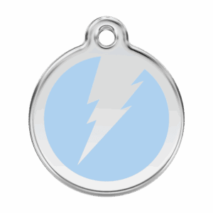 Médaille chien Émail et acier inoxydable - Motif éclair bleu clair - Taille L