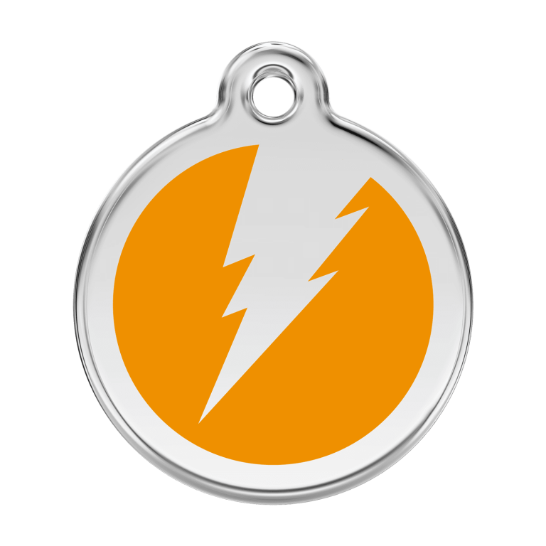 Vue avant - Médaille personnalisée pour chien Red Dingo Émail et acier inoxydable Orange L 38.00mm - Référence : 01-ZF-OR-LG