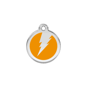 Médaille chat Éclair orange S émail et acier inoxydable