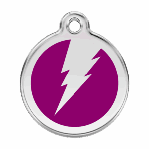 Médaille chien Émail et acier inoxydable - Motif éclair violet - Taille L