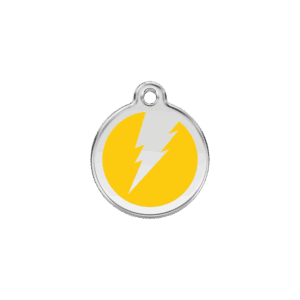 Médaille chat Éclair jaune S émail et acier inoxydable