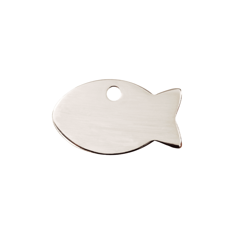 Vue avant - Médaille personnalisée Red Dingo pour chien/chat - Motif poisson - Taille S