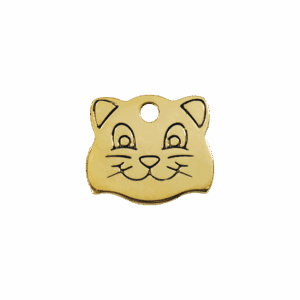 Médaille tête de chat laiton plat S