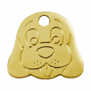 Médaille chien Laiton plat avec motif tête de chien