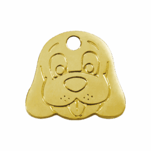 Vue avant - Médaille personnalisable Red Dingo Laiton plat - Tête de chien - Taille M