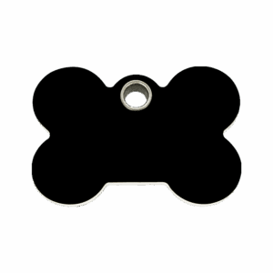 Médaille chien Os Noir Taille M - Plastique plat