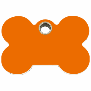 Médaille chien os orange taille L plastique plat