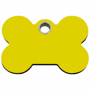 Médaille chien Os Jaune Taille L Plastique plat