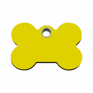 Médaille chien Os jaune Taille M plastique plat