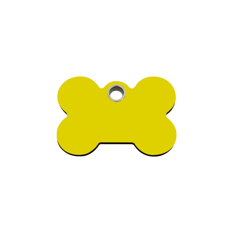 Vue avant - Médaille personnalisable pour chien/chat Red Dingo Os Jaune Taille S