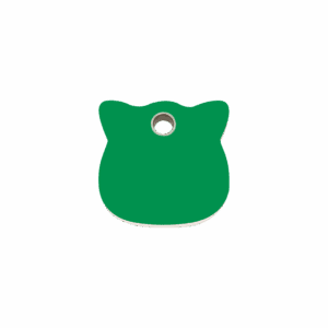 Médaille tête de chat plastique plat verte S