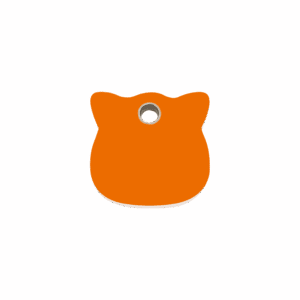 Médaille tête de chat plastique plat orange - Taille S
