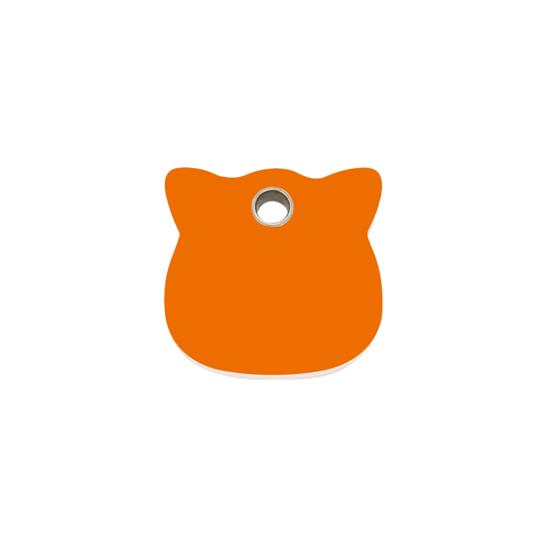 Vue avant - Médaille personnalisée pour chat Red Dingo - Plastique plat orange - Taille S - Gravure incluse