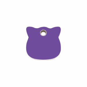 Médaille tête de chat plastique plat violet - Taille S